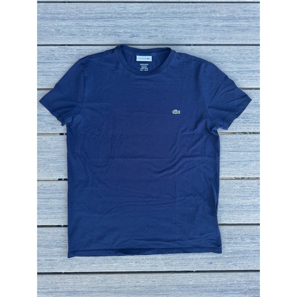 Lacoste Navy Pima Cotton Logo T Shirt Men FR 4 / Med Classic Preppy Casual Soft